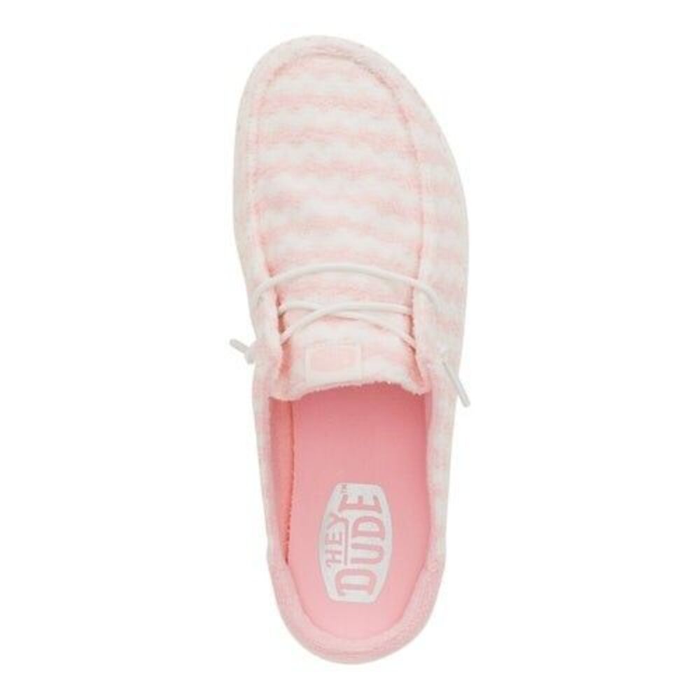 Hey Dude Women’s Wendy Slip Terry Stripe Pink White Size 11 Casual Comfort - Picture 6 of 7